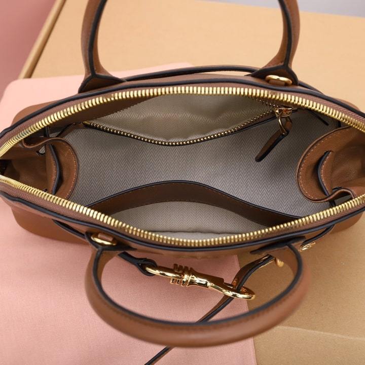 高仿miumiu*Aventure系列5BB169手提包棕色小號免檢版