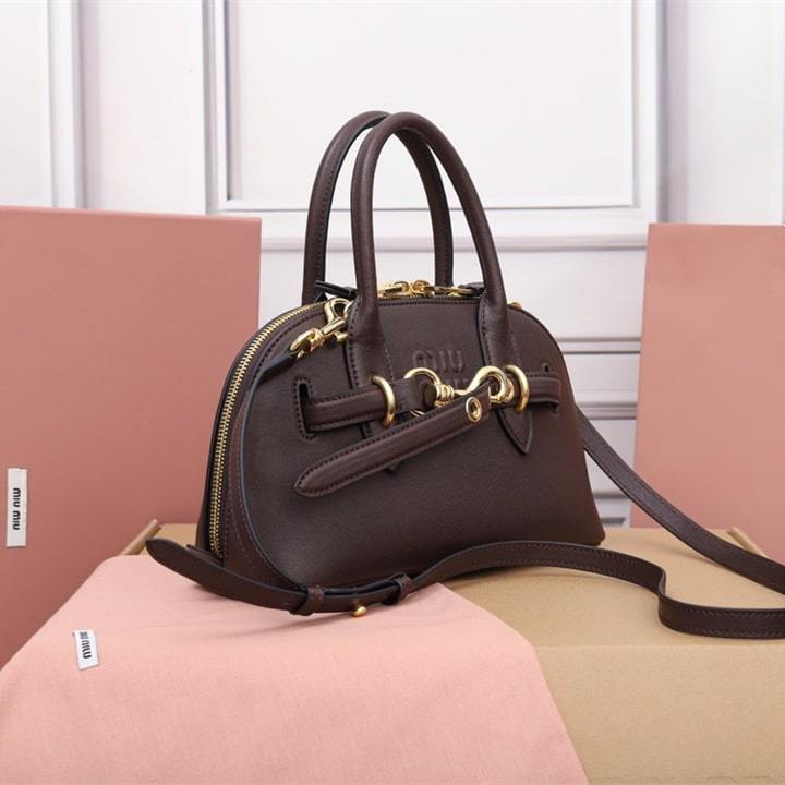 高仿miumiu*Aventure系列5BB169手提包石楠木色小號免檢版