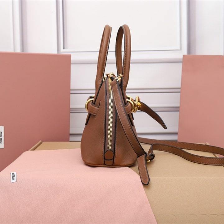 高仿miumiu*Aventure系列5BB169手提包棕色小號免檢版