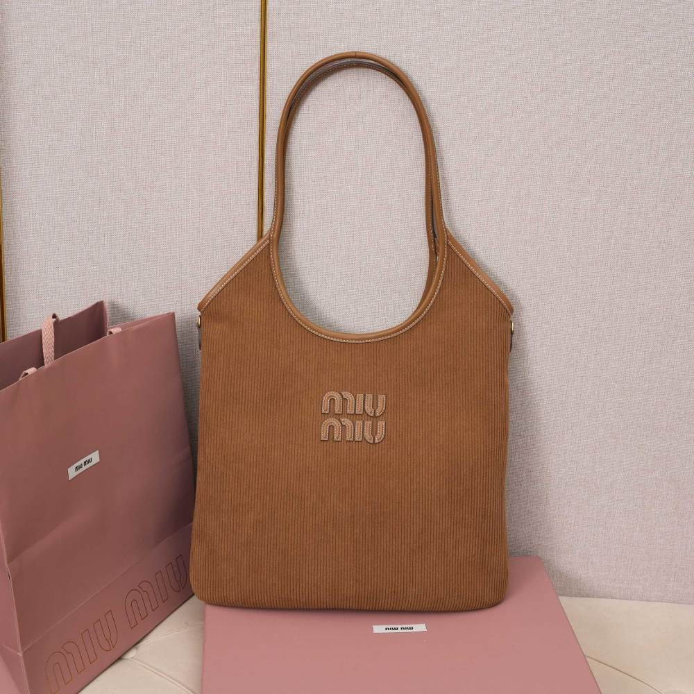 高仿miumiu繆繆*IVY系列5BG231限定款Tote包肉桂棕免檢版