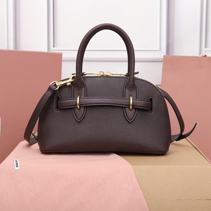 高仿miumiu*Aventure系列5BB169手提包石楠木色小號免檢版