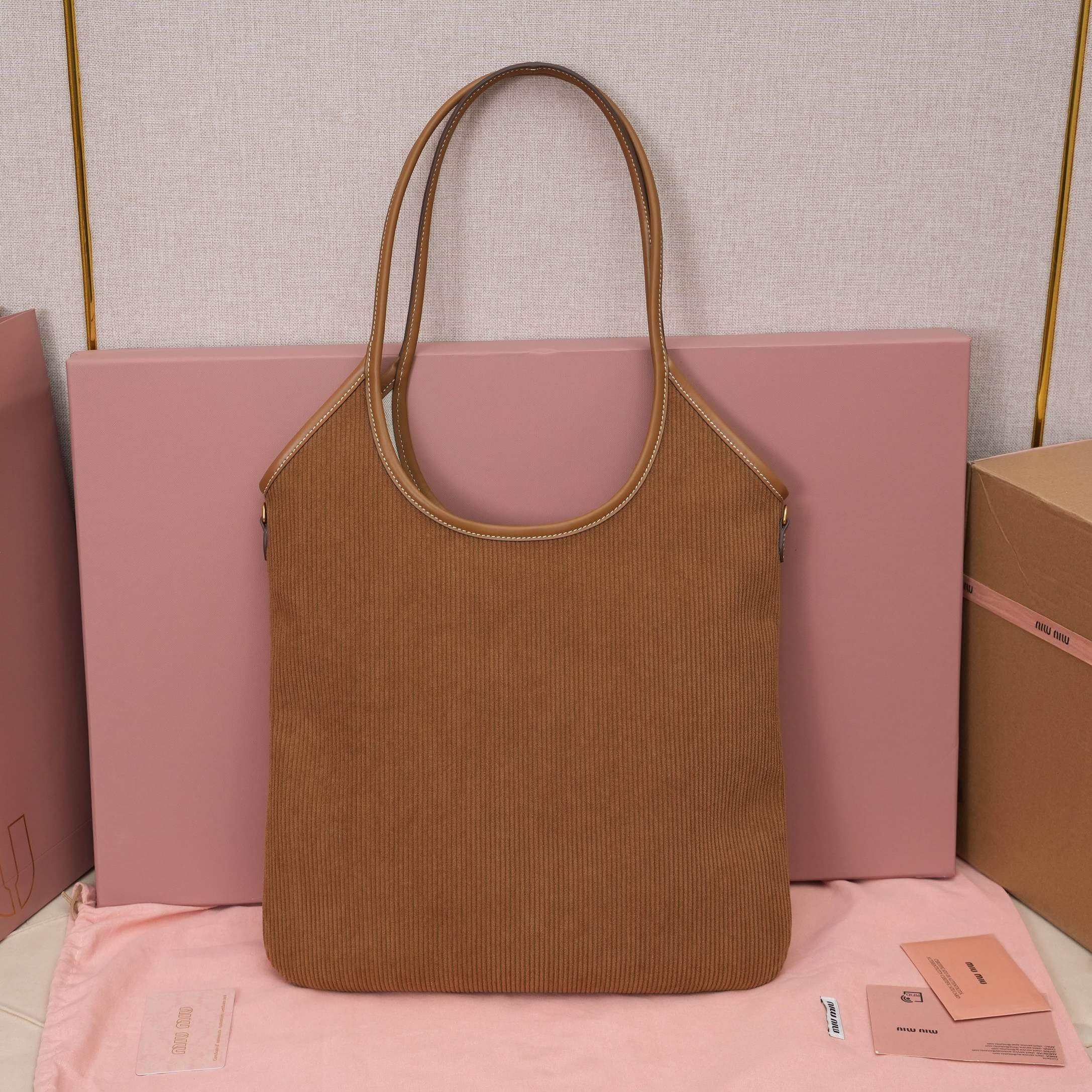 高仿miumiu繆繆*IVY系列5BG231限定款Tote包肉桂棕免檢版