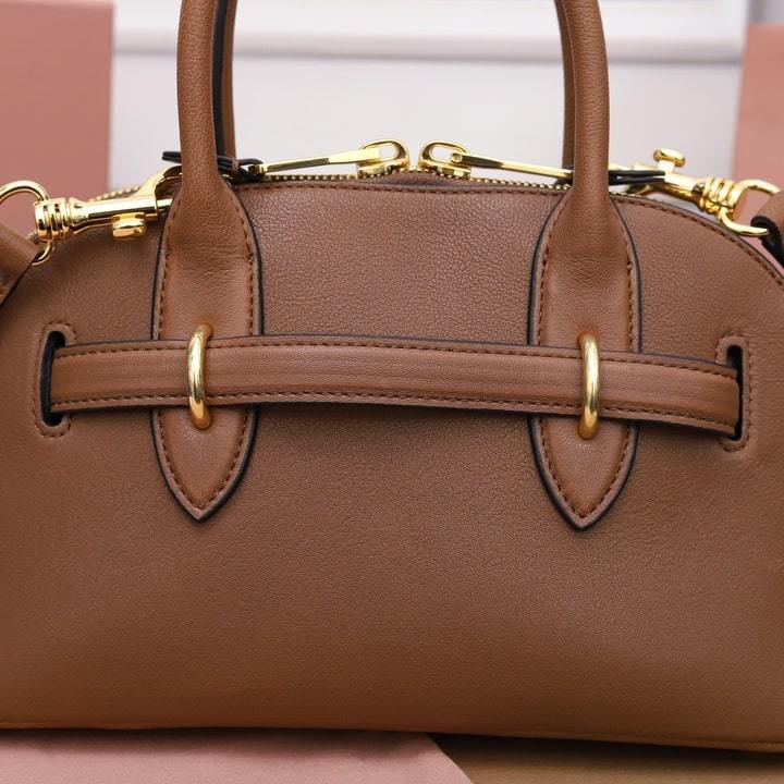 高仿miumiu*Aventure系列5BB169手提包棕色小號免檢版