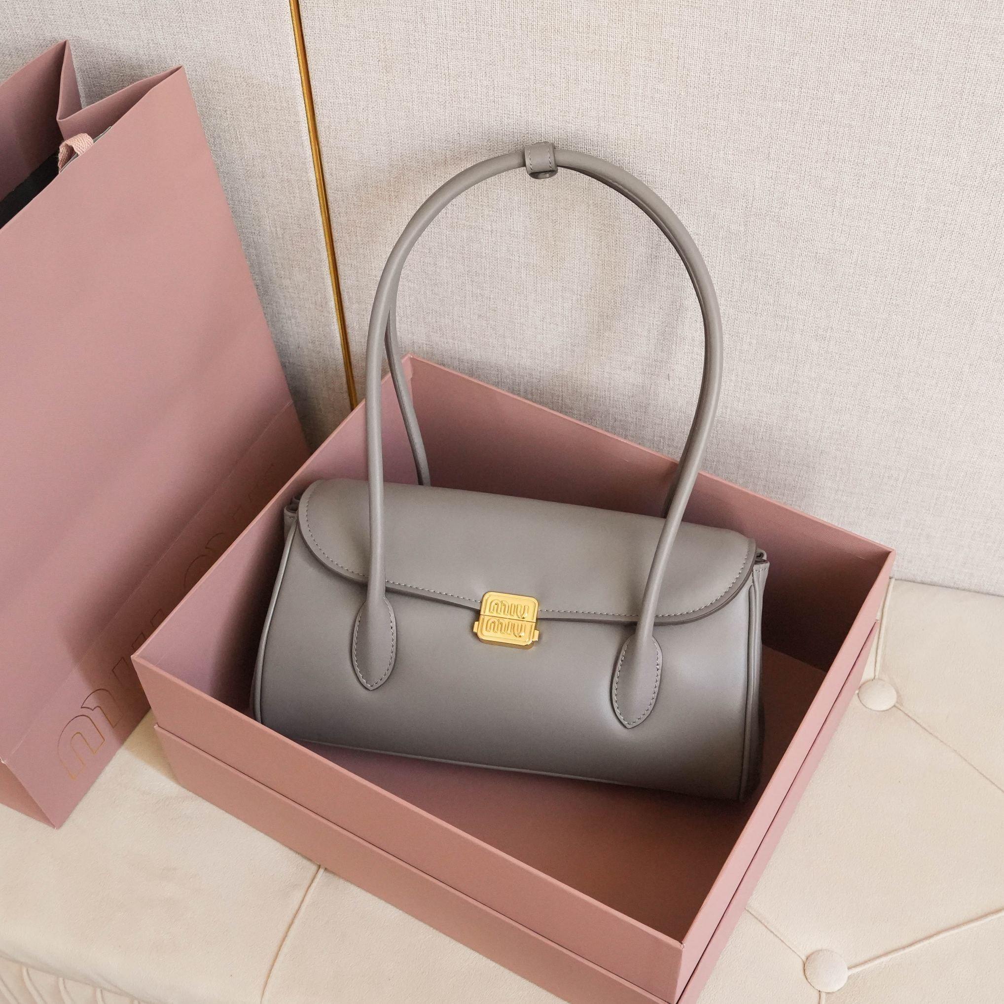 高仿miumiu*5BD265手提單肩包灰色免檢版