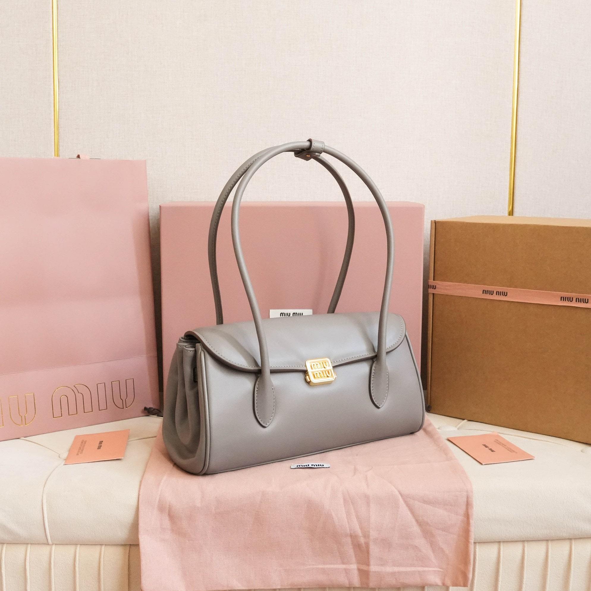 高仿miumiu*5BD265手提單肩包灰色免檢版