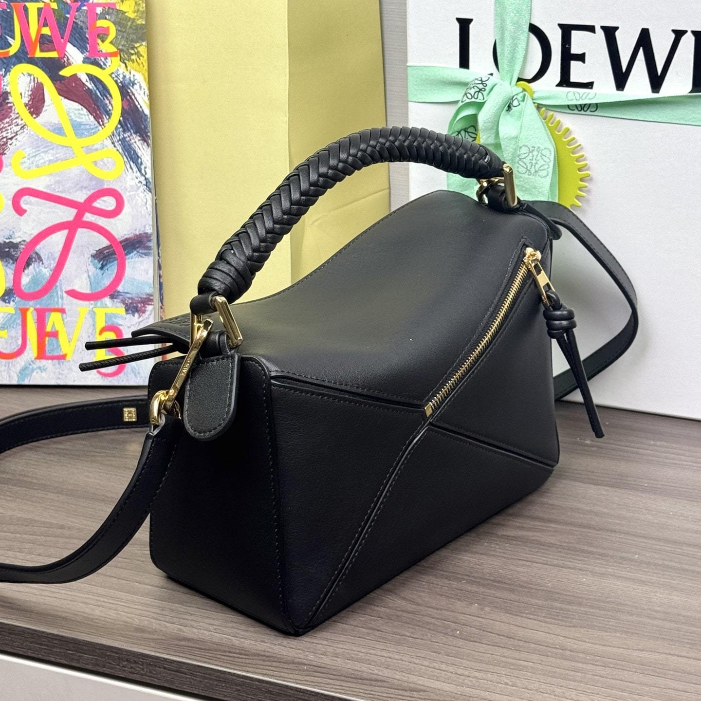 高仿Loewe*Puzzle系列1100小牛皮單肩包黑色小號免檢版