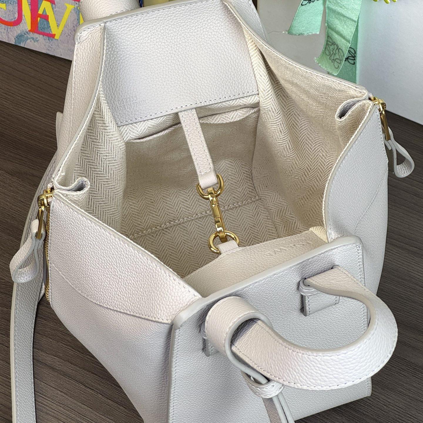 高仿Loewe*Hammock系列1769粒面小牛皮吊床手袋灰白色小號免檢版