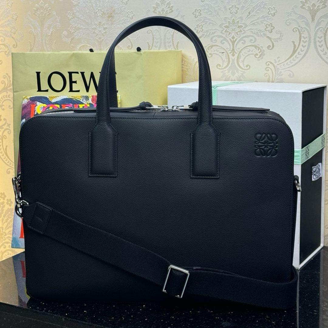 高仿Loewe*Goya系列1100小牛皮男士公文包黑色免檢版