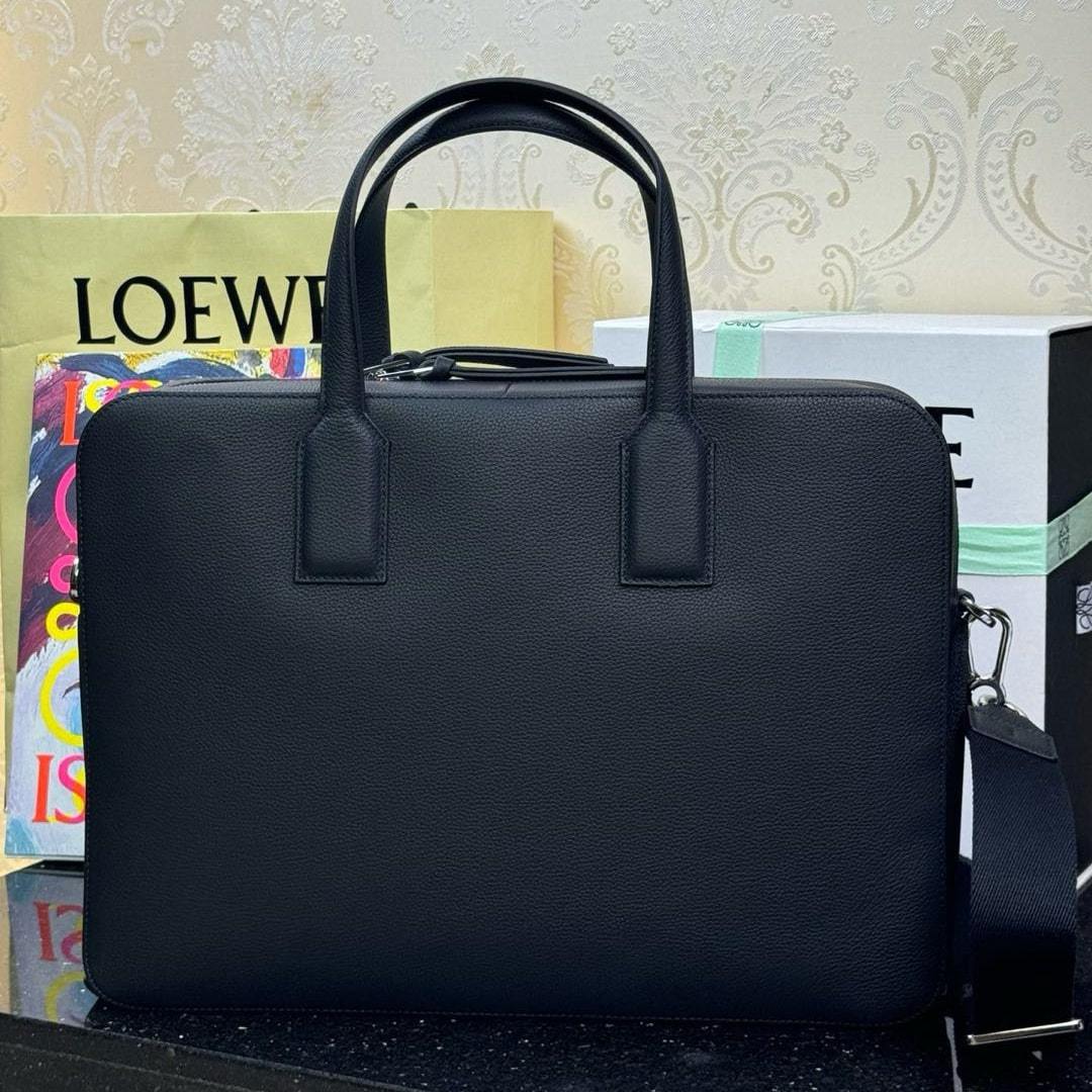 高仿Loewe*Goya系列1100小牛皮男士公文包黑色免檢版