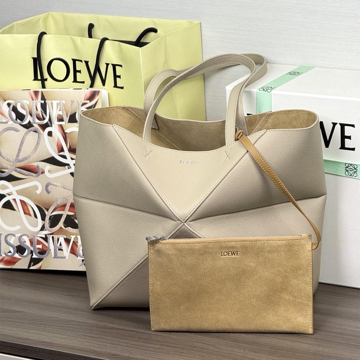 高仿Loewe*Fold系列5541幾何Tote包陶土色中號免檢版