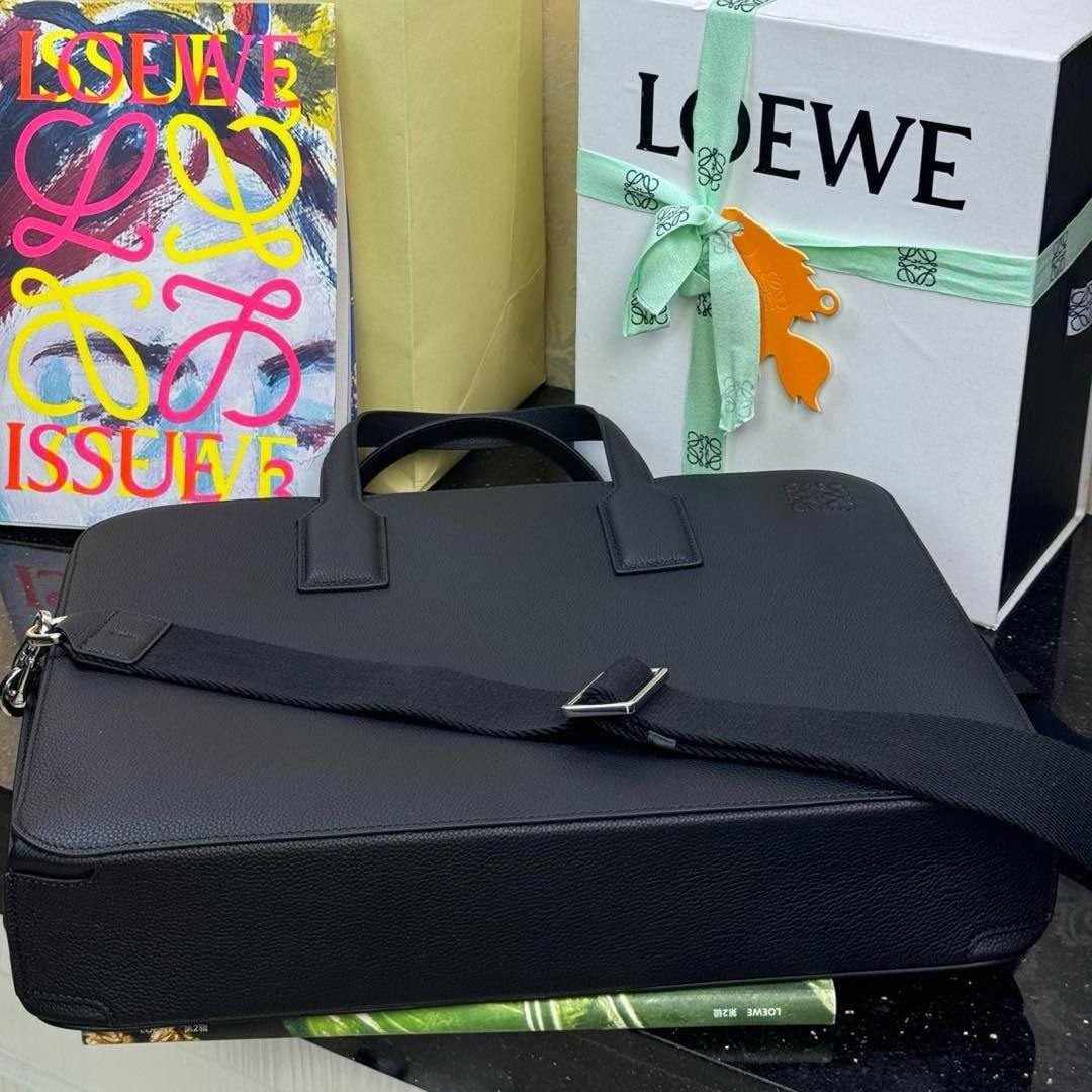 高仿Loewe*Goya系列1100小牛皮男士公文包黑色免檢版