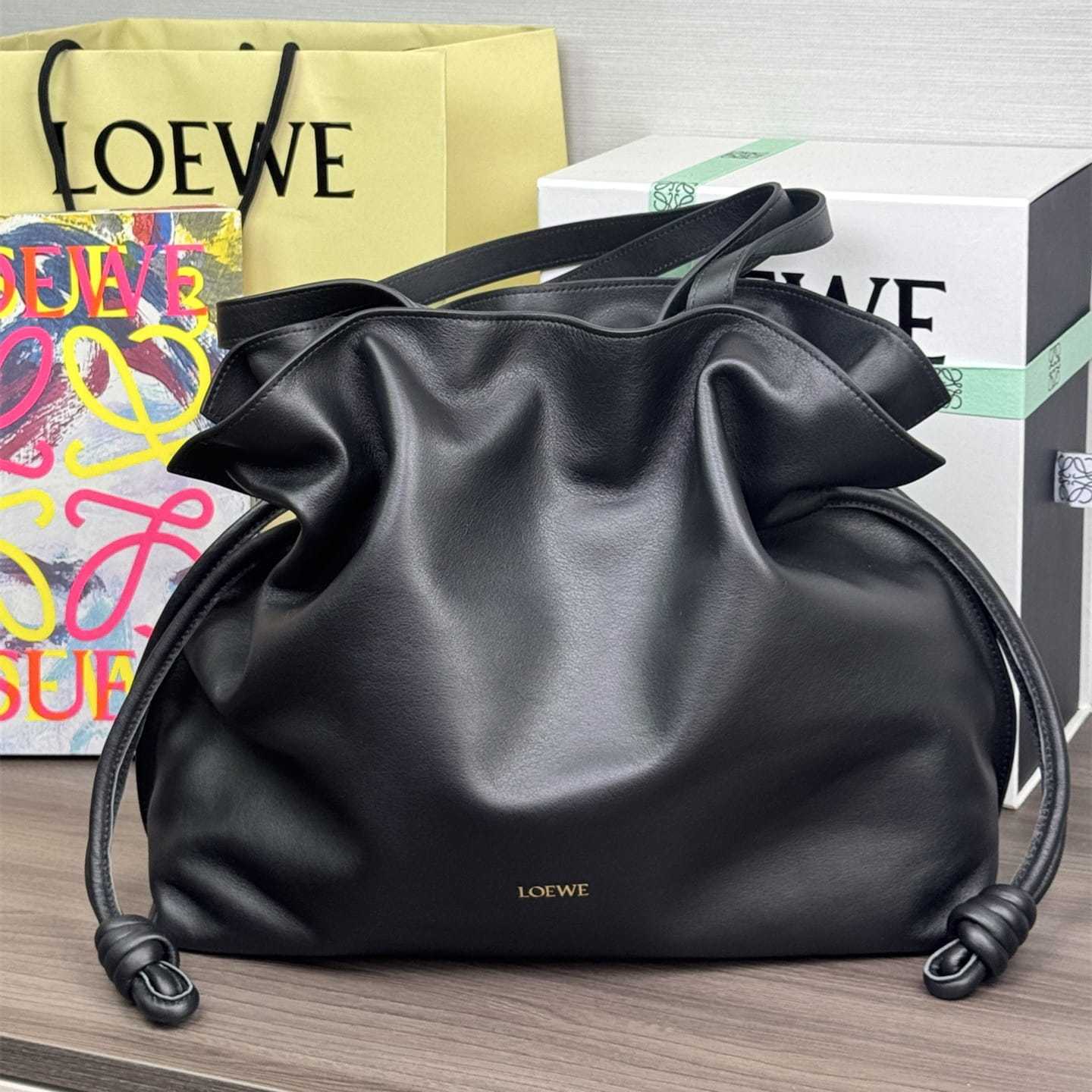 高仿Loewe*Flamenco系列1100購物袋黑色大號免檢版