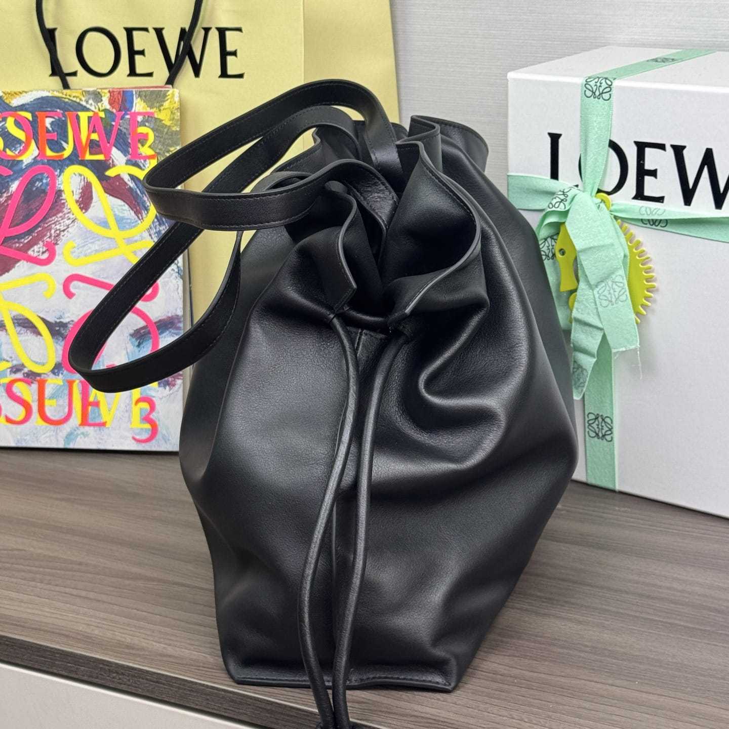 高仿Loewe*Flamenco系列1100購物袋黑色大號免檢版