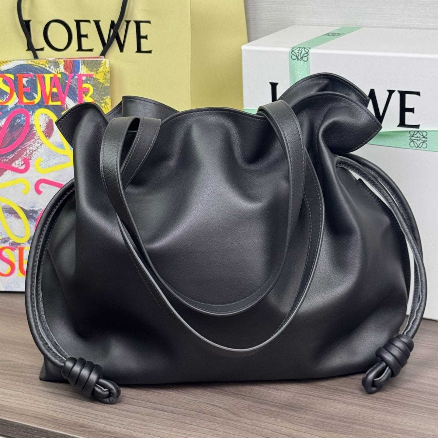 高仿Loewe*Flamenco系列1100購物袋黑色大號免檢版