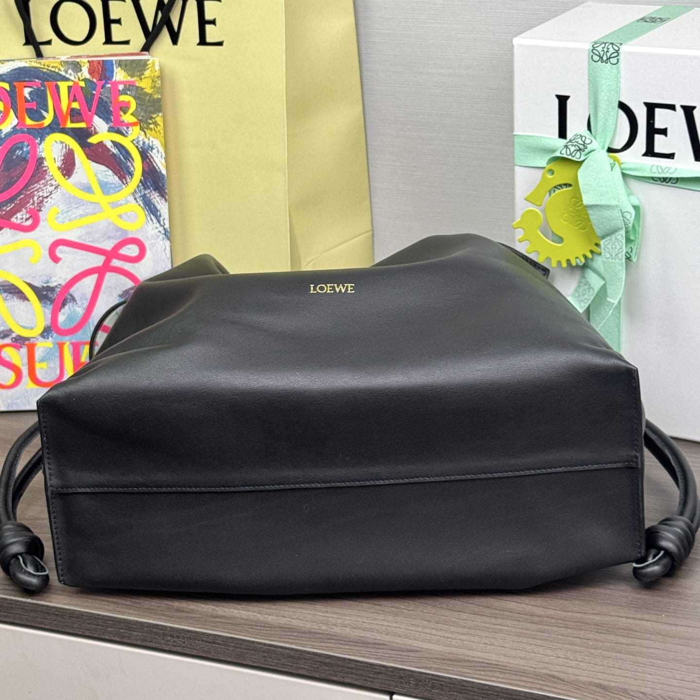 高仿Loewe*Flamenco系列1100購物袋黑色大號免檢版