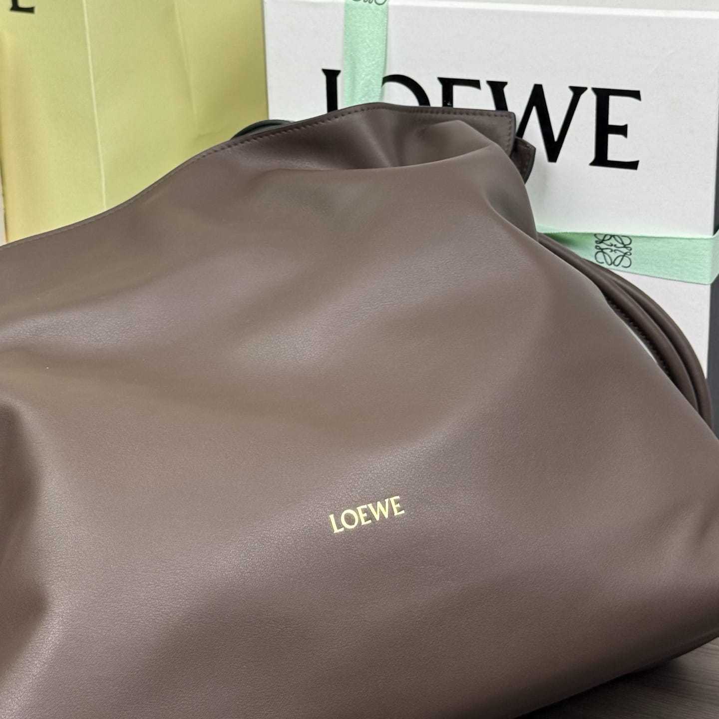 高仿Loewe*Flamenco系列3606購物袋巧克力棕大號免檢版