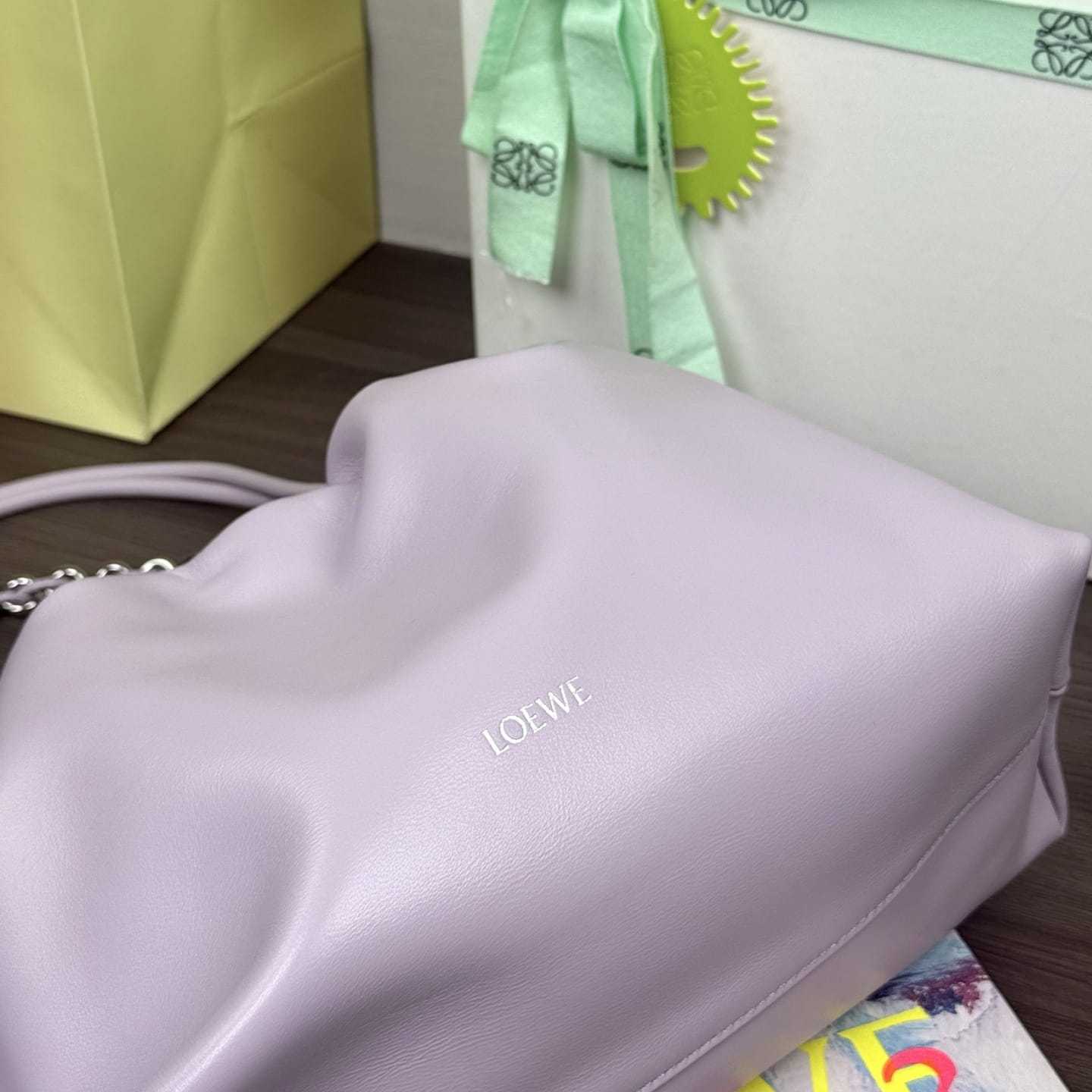 高仿Loewe*Flamenco系列5678小羊皮元寶袋夢幻紫中號免檢版