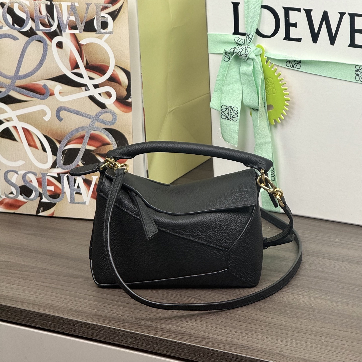 高仿Loewe*Puzzle系列1100單肩包小牛皮黑色Mini免檢版