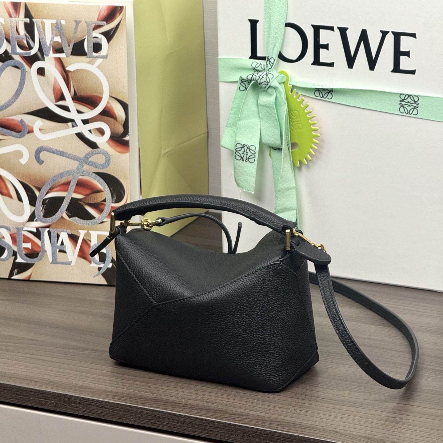 高仿Loewe*Puzzle系列1100單肩包小牛皮黑色Mini免檢版