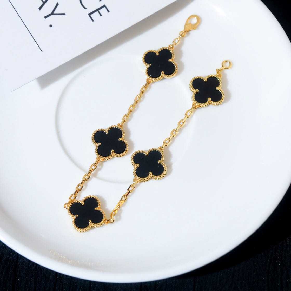 高仿首飾VanCleef&Arpels*RA41300黑瑪瑙黃金手鏈