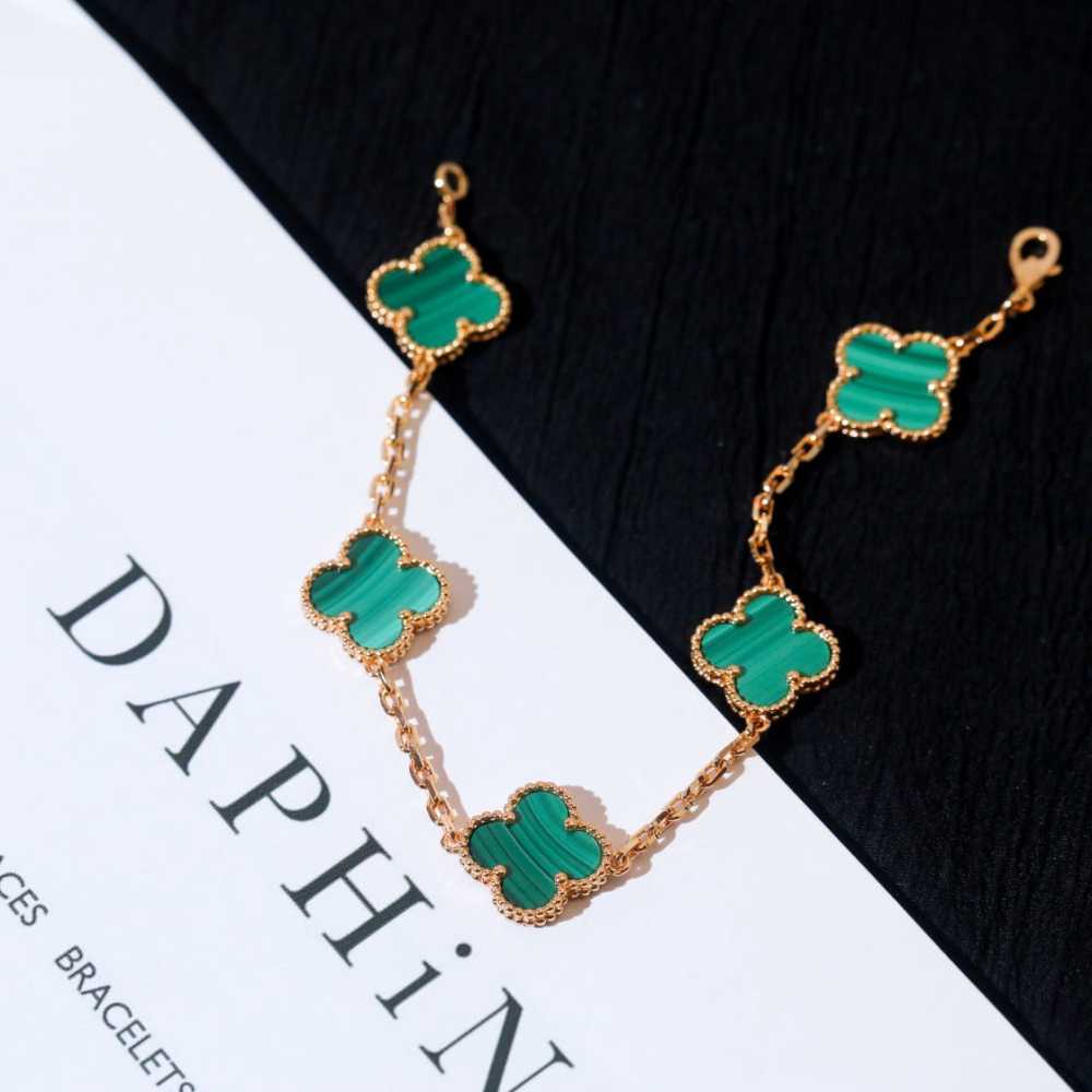 高仿首飾VanCleef&Arpels*RL80900孔雀石黃金手鏈