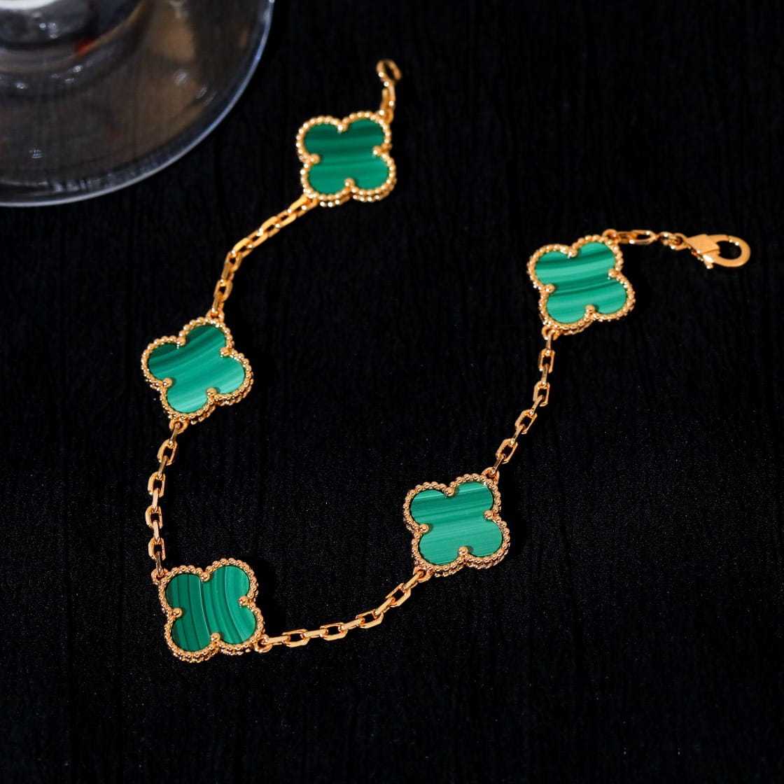 高仿首飾VanCleef&Arpels*RL80900孔雀石黃金手鏈