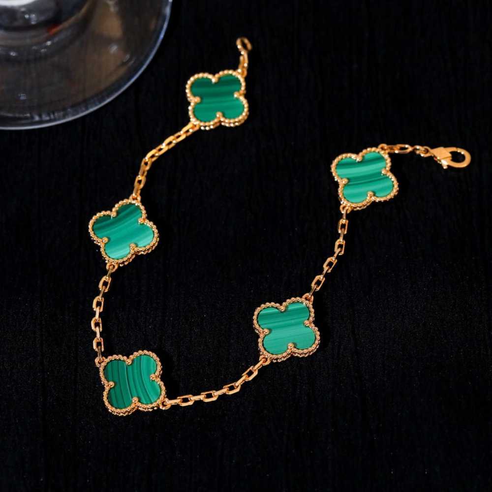 高仿首飾VanCleef&Arpels*RL80900孔雀石黃金手鏈