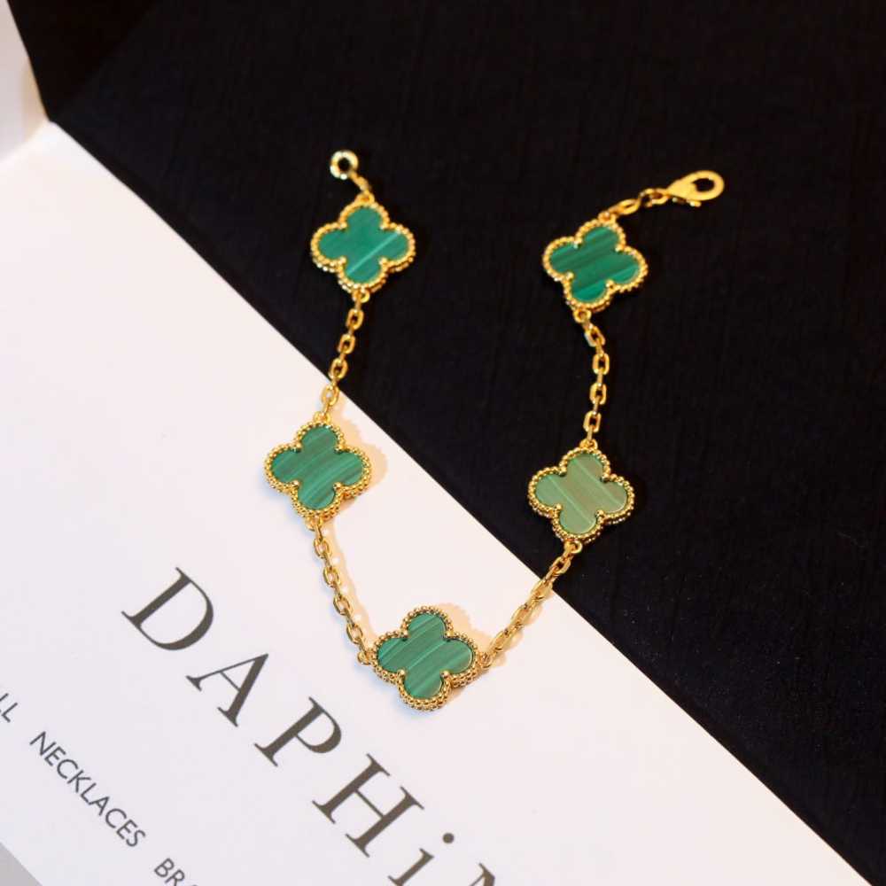高仿首飾VanCleef&Arpels*RL80900孔雀石黃金手鏈