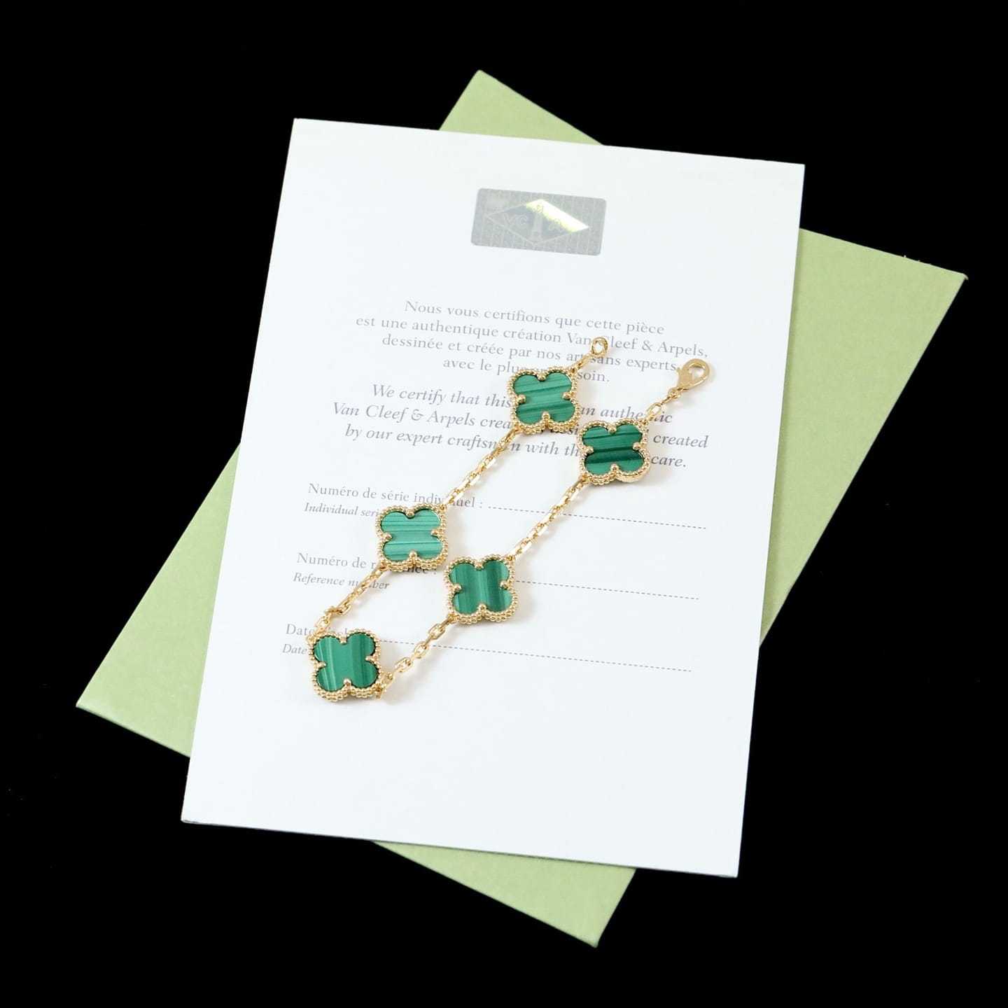高仿首飾VanCleef&Arpels*RL80900孔雀石黃金手鏈