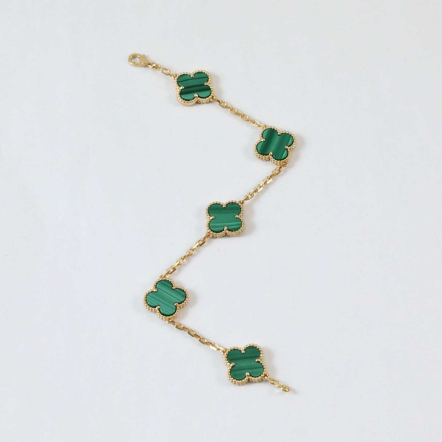 高仿首飾VanCleef&Arpels*RL80900孔雀石黃金手鏈