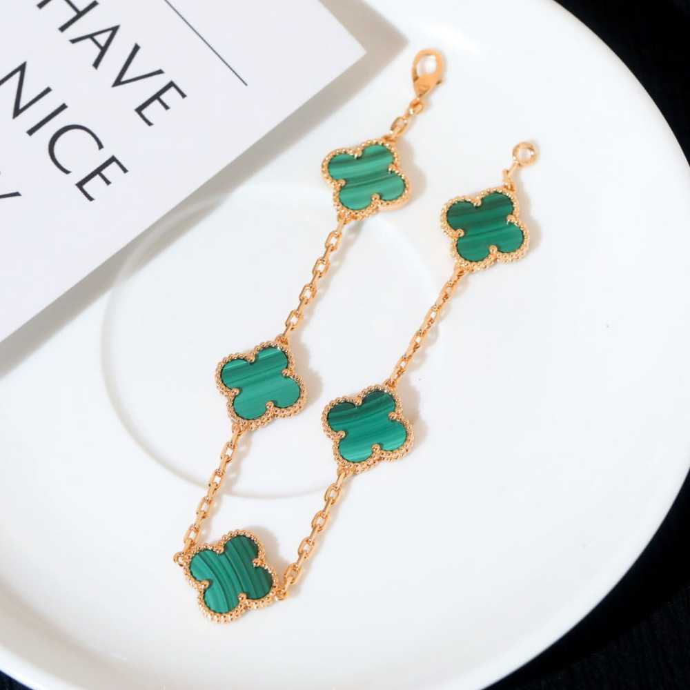 高仿首飾VanCleef&Arpels*RL80900孔雀石黃金手鏈