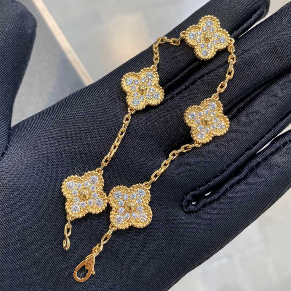 高仿首飾VanCleef&Arpels*RA41400五花滿鑽黃金手鏈