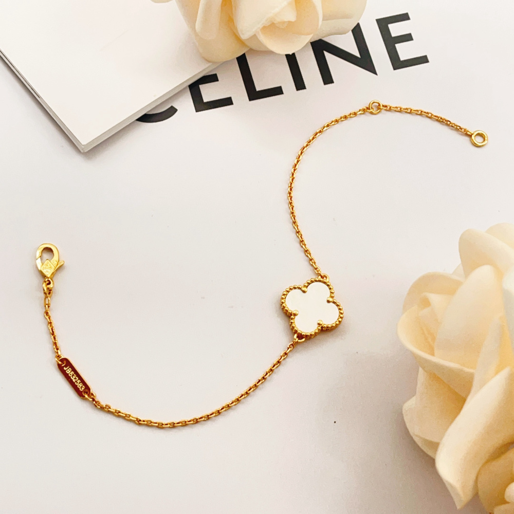 高仿首飾VanCleef&Arpels*RF68800單花貝母黃金金手鏈