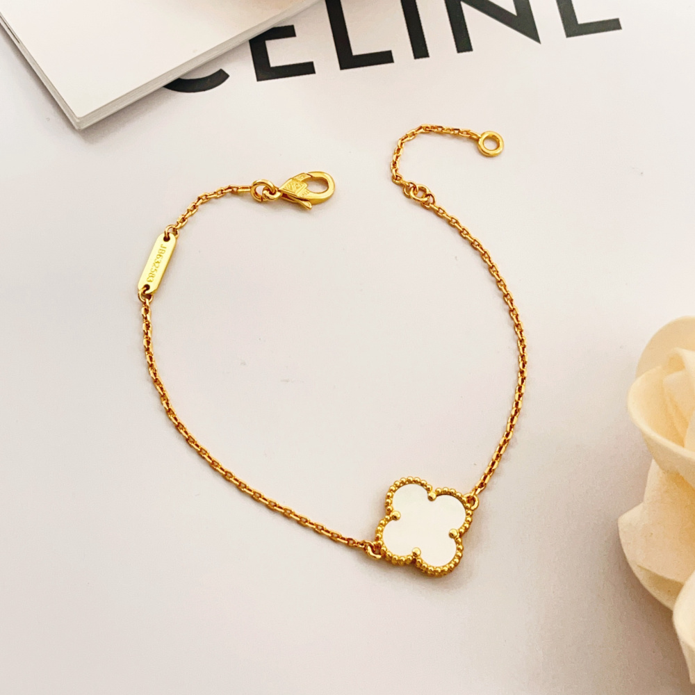 高仿首飾VanCleef&Arpels*RF68800單花貝母黃金金手鏈