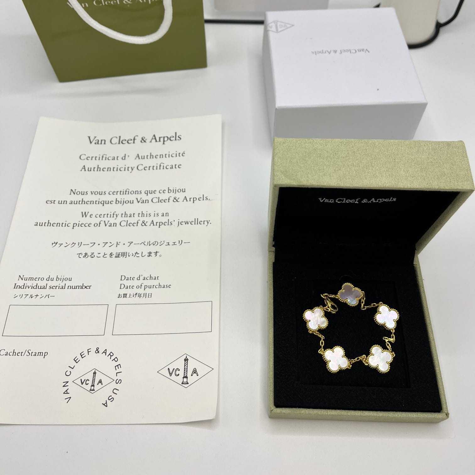 高仿首飾VanCleef&Arpels*RF41800貝母黃金手鏈