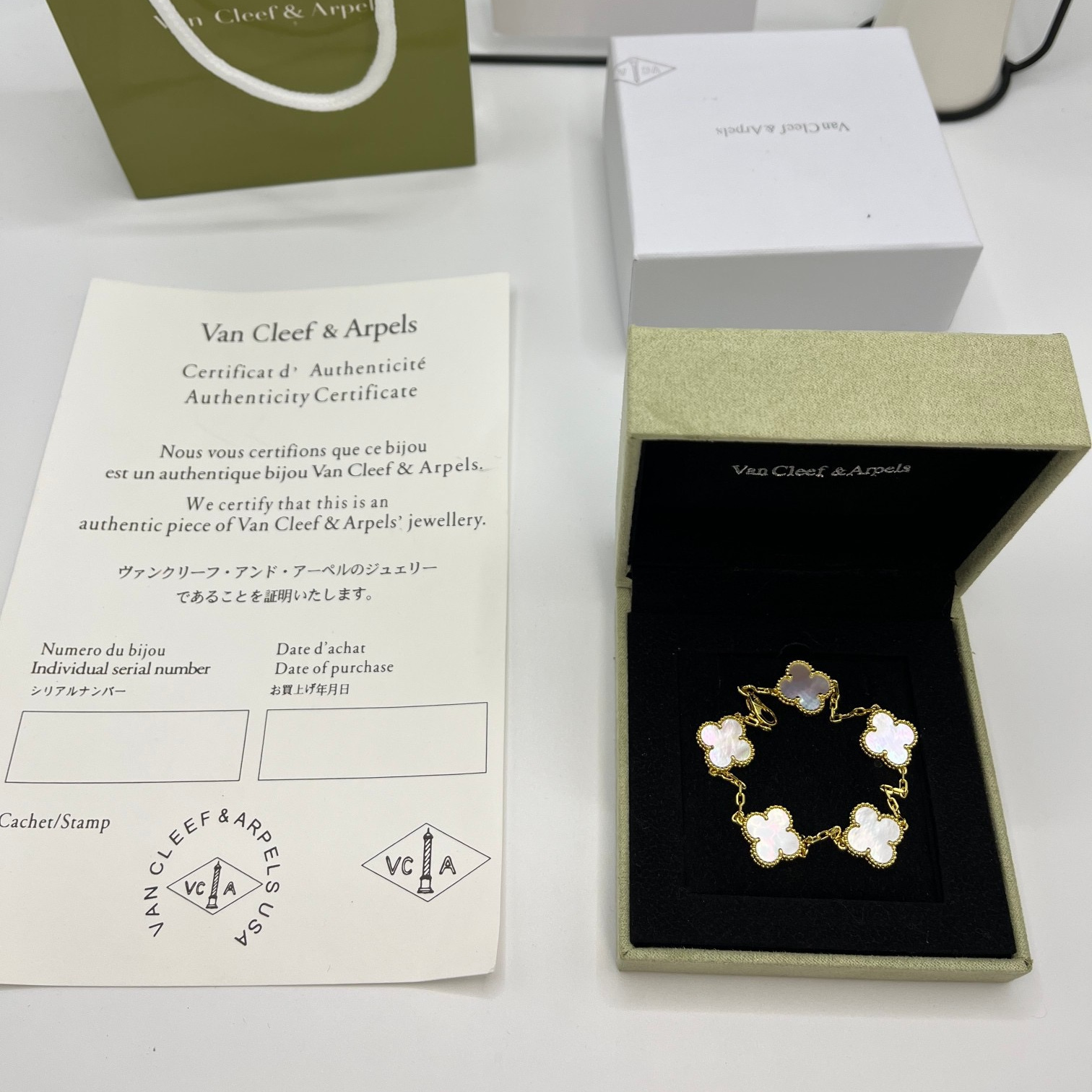 高仿首飾VanCleef&Arpels*RP39D00水晶石黃金手鏈