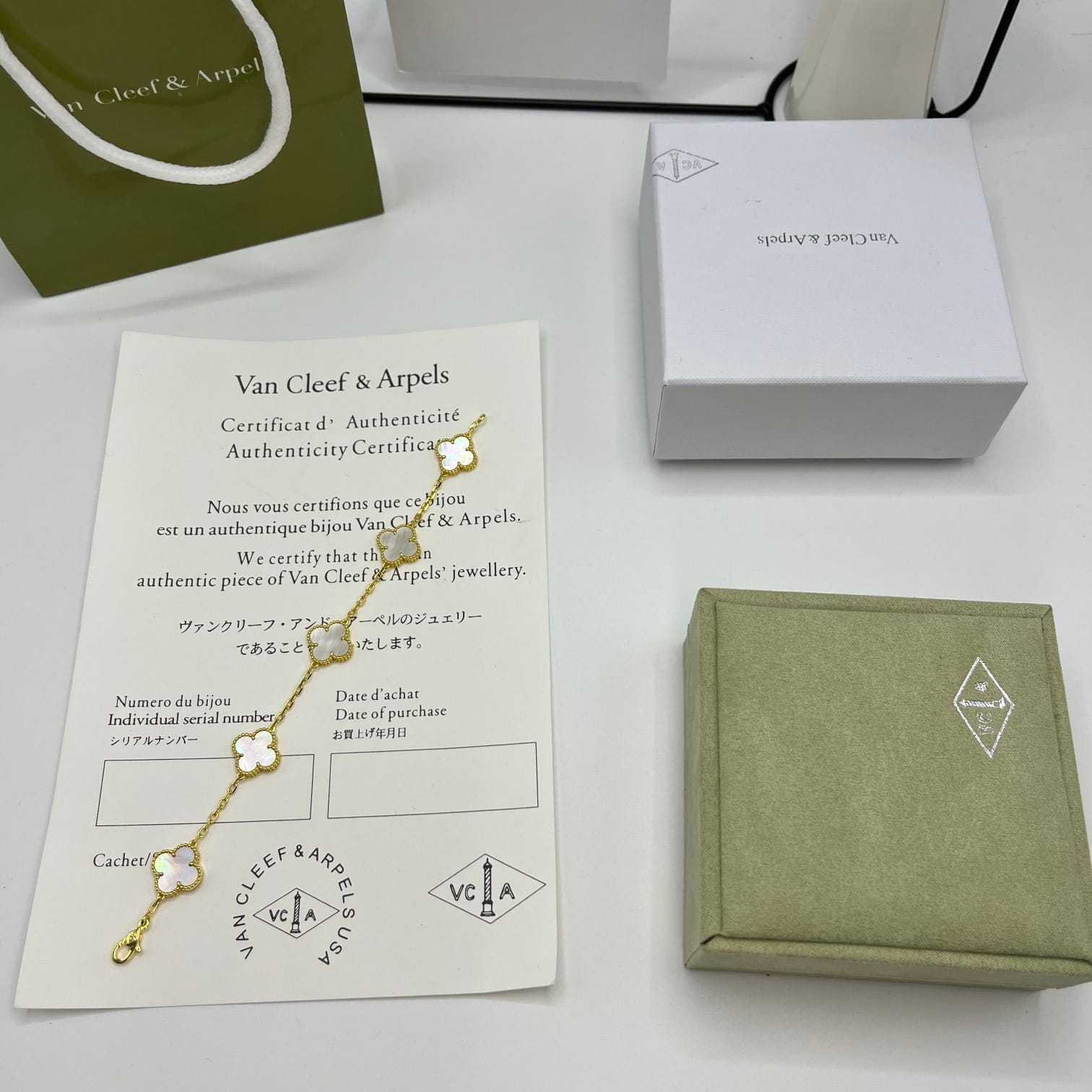 高仿首飾VanCleef&Arpels*RF41800貝母黃金手鏈