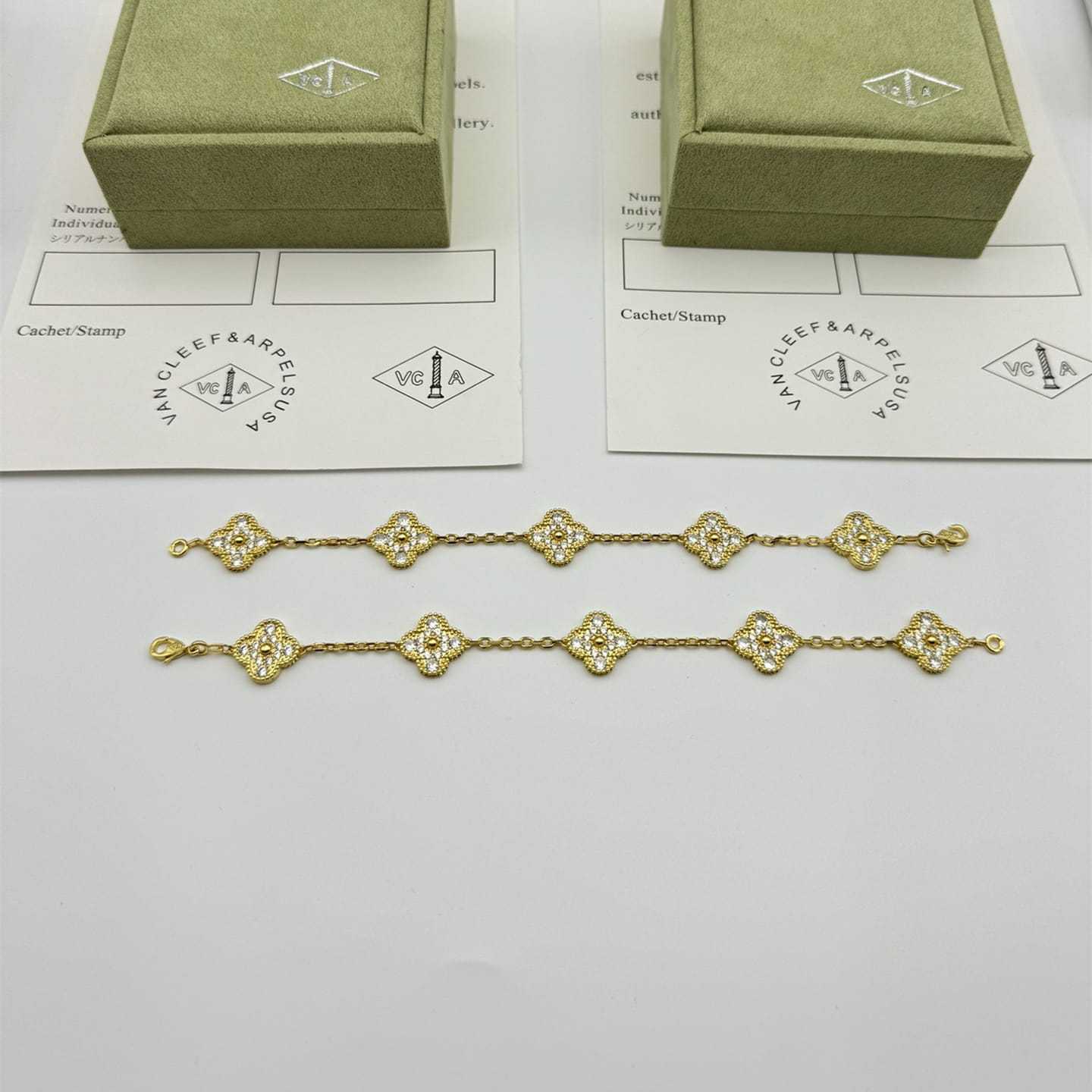 高仿首飾VanCleef&Arpels*RA41400五花滿鑽黃金手鏈