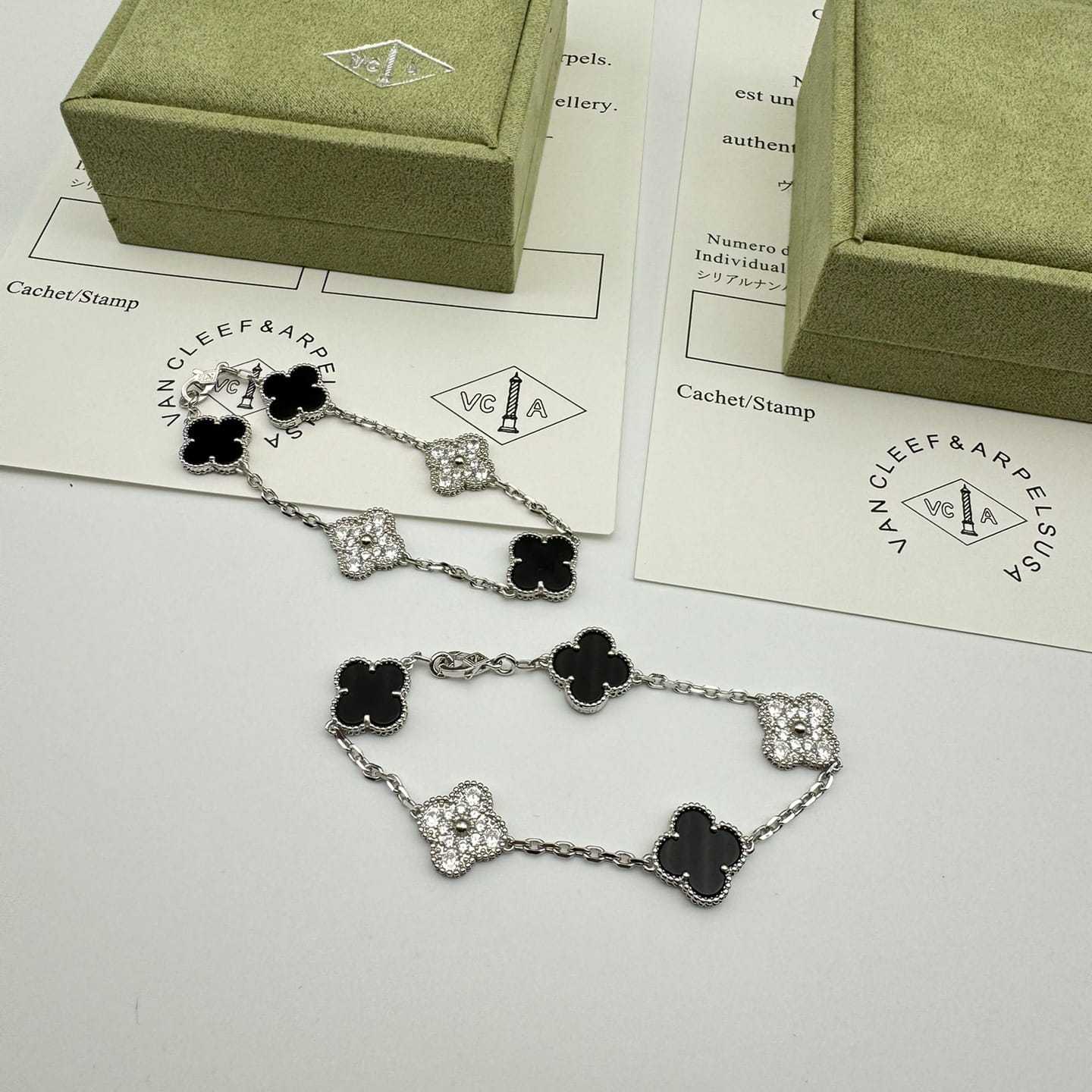 高仿首飾VanCleef&Arpels*RP2R900縞瑪瑙白金手鏈