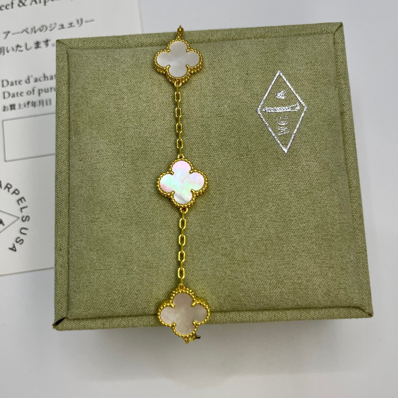 高仿首飾VanCleef&Arpels*RP39D00水晶石黃金手鏈