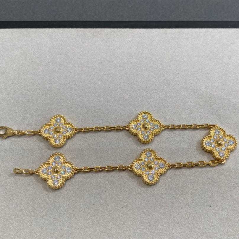 高仿首飾VanCleef&Arpels*RA41400五花滿鑽黃金手鏈