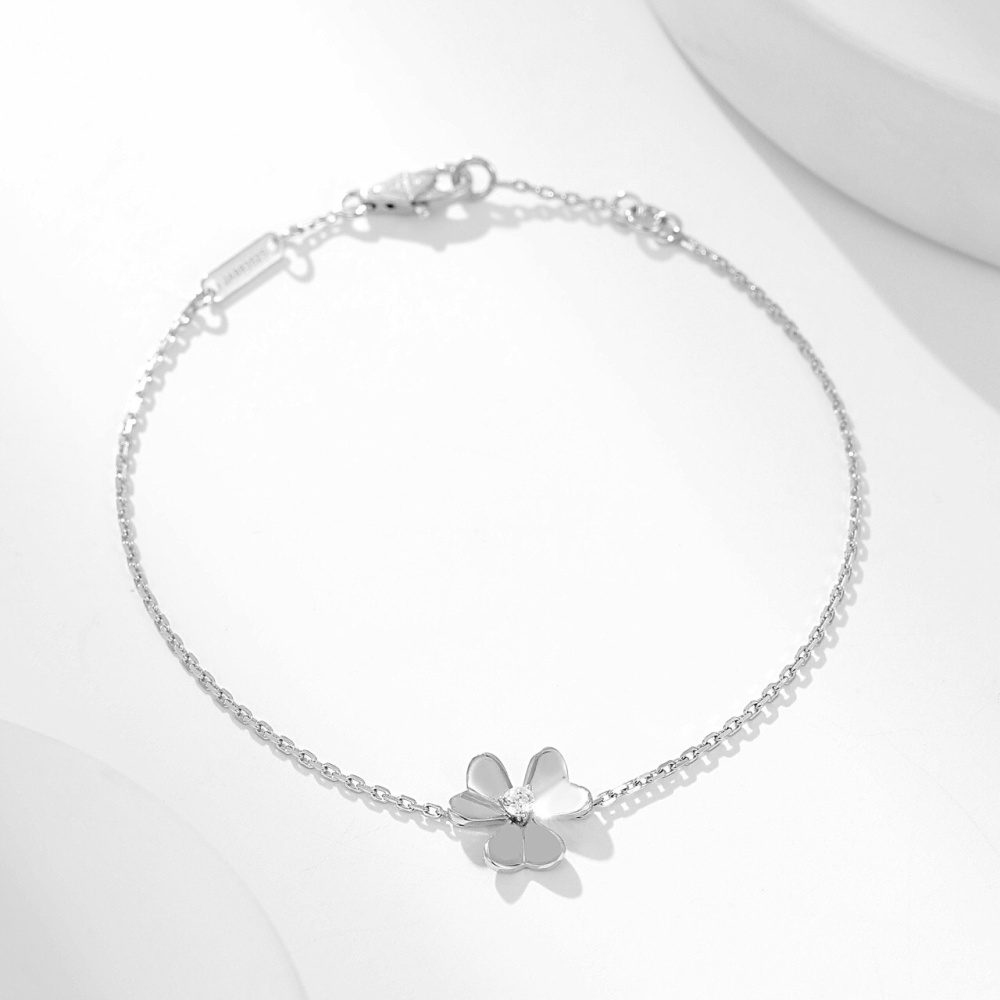 高仿首飾VanCleef&Arpels*RP0J500三葉草鑽石白金手鏈