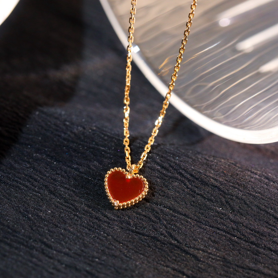 高仿首飾VanCleef&Arpels*RN59L00玉髓愛心玫瑰金手鏈