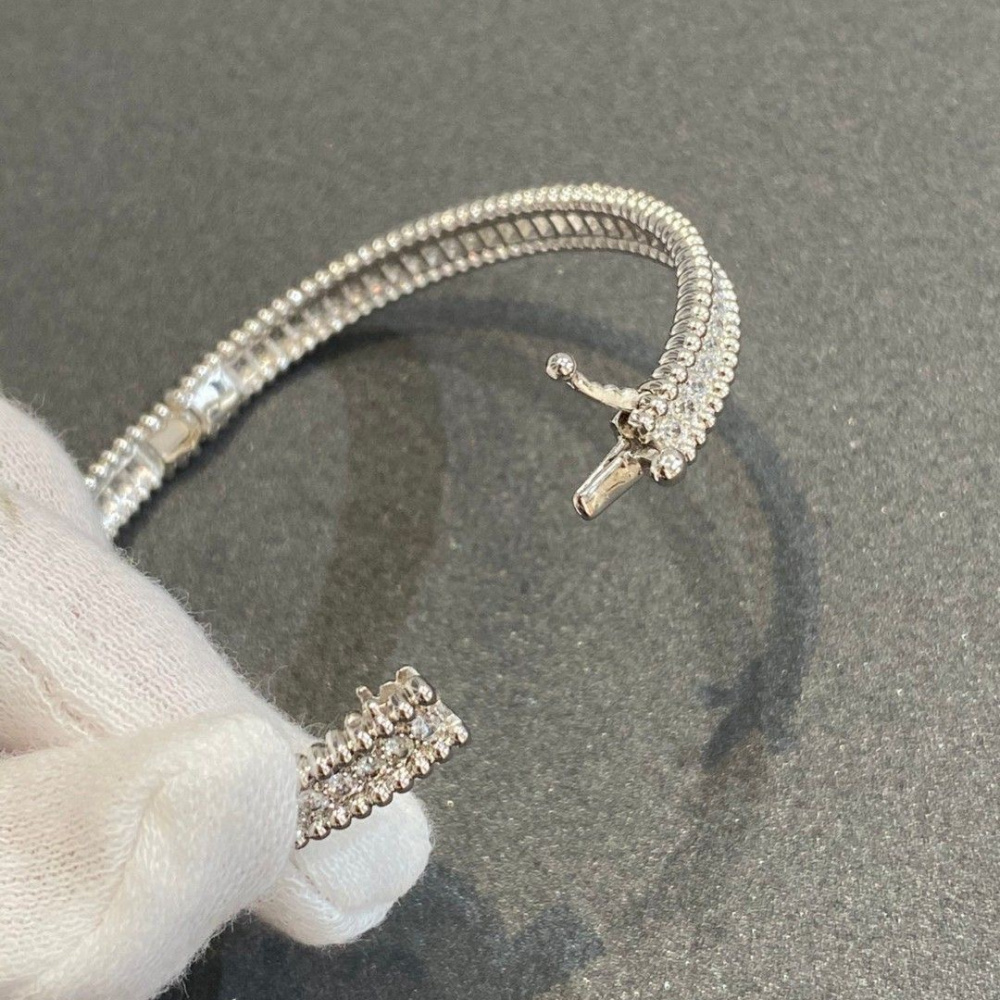 高仿首飾VanCleef&Arpels*RP27H00單排鑲鑽白金手鐲