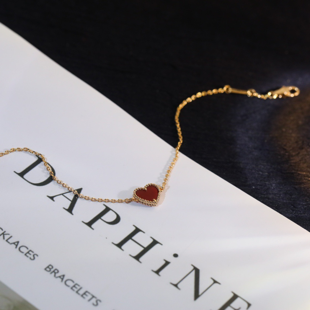 高仿首飾VanCleef&Arpels*RN59L00玉髓愛心玫瑰金手鏈