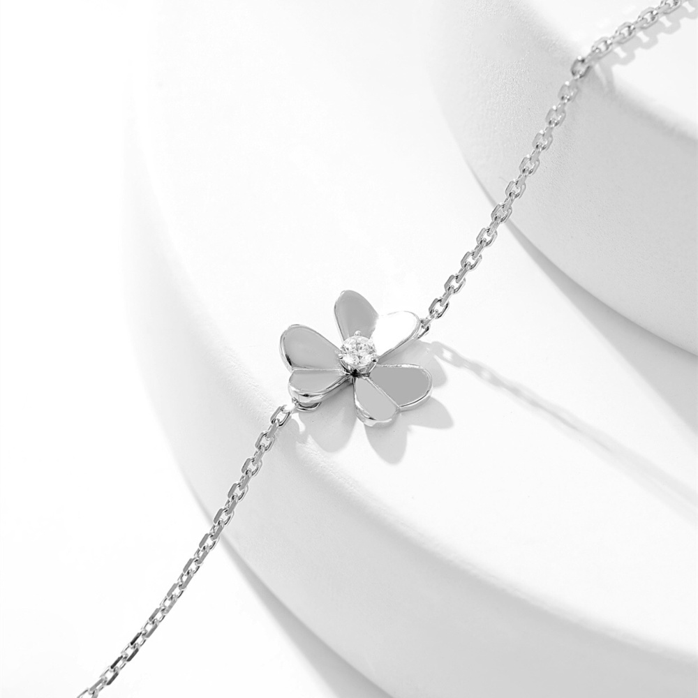 高仿首飾VanCleef&Arpels*RP0J500三葉草鑽石白金手鏈