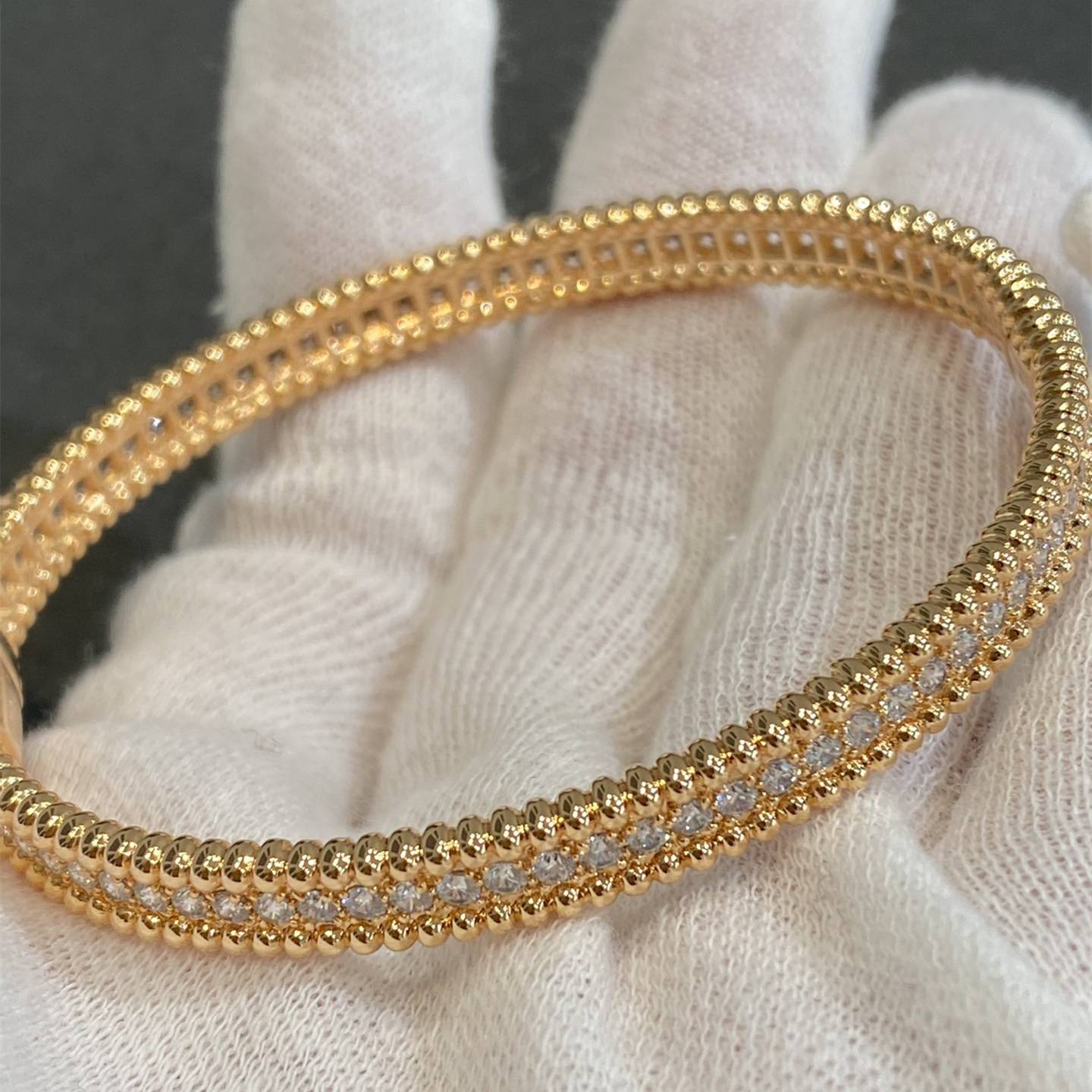 高仿首飾VanCleef&Arpels*RP27D00單排鑲鑽玫瑰金手鐲
