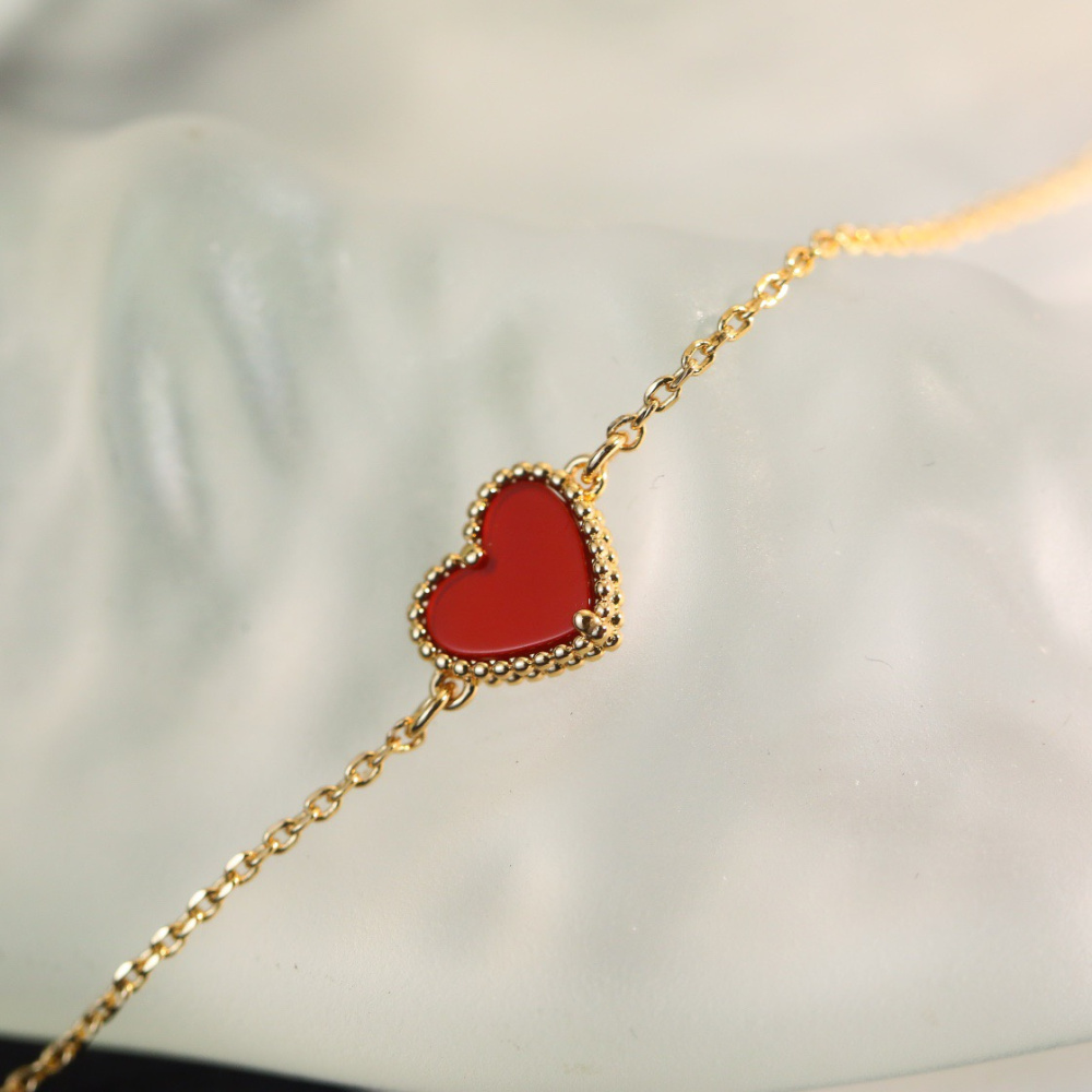 高仿首飾VanCleef&Arpels*RN59L00玉髓愛心玫瑰金手鏈