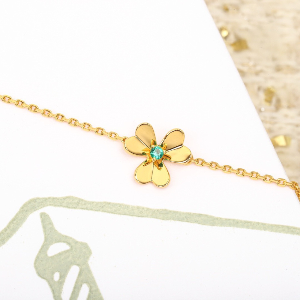 高仿首飾VanCleef&Arpels*RP7SC00三葉草祖母綠黃金手鏈