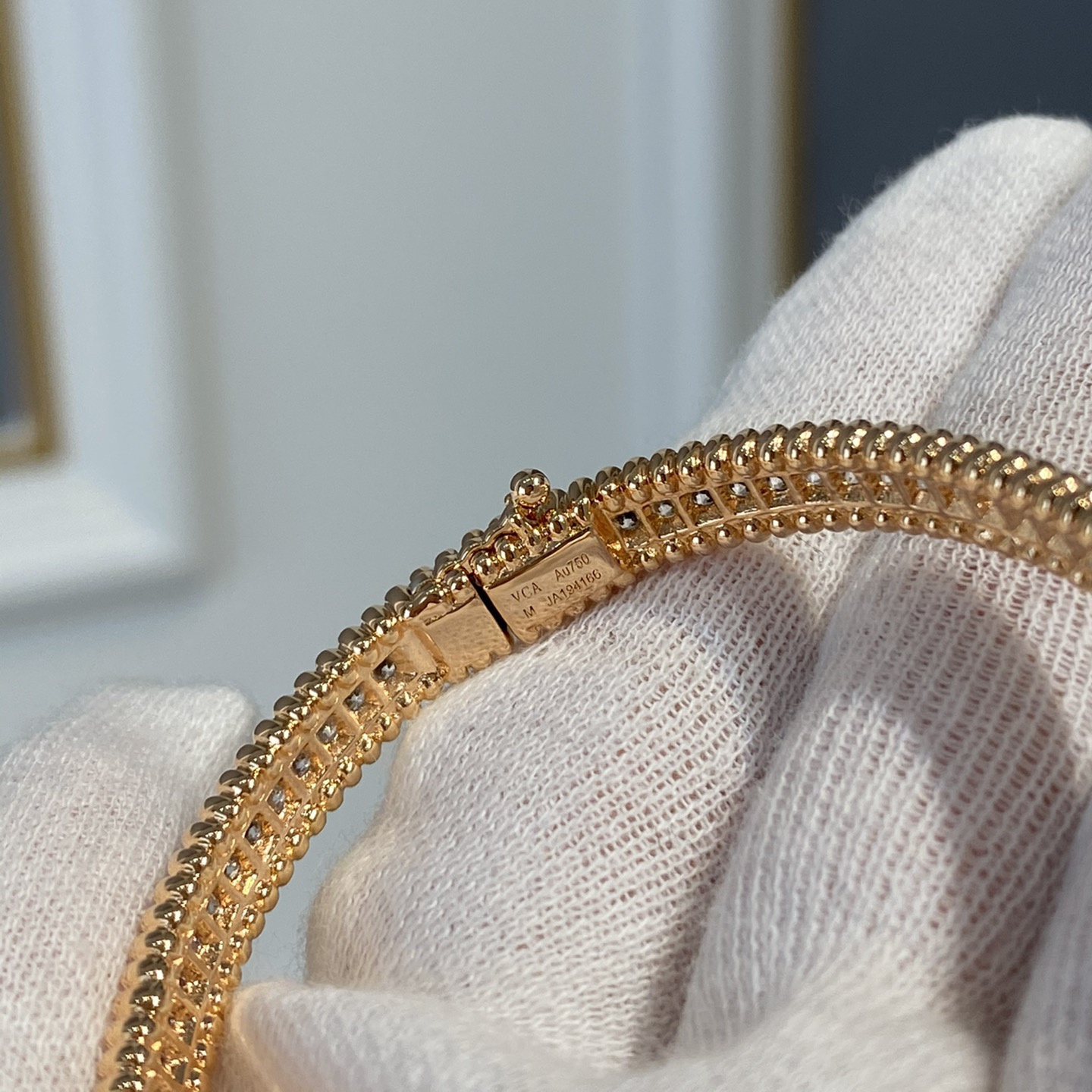 高仿首飾VanCleef&Arpels*RP27D00單排鑲鑽玫瑰金手鐲